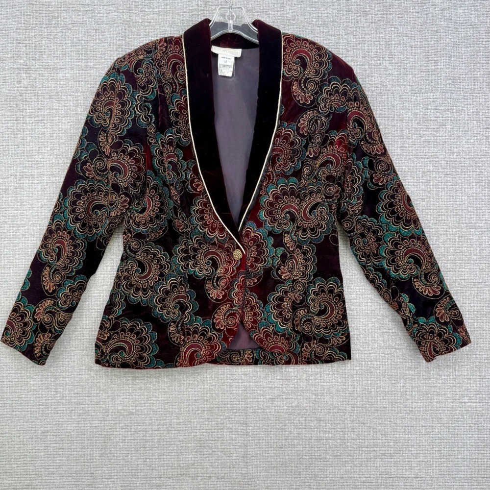 Vtg Scott McClintock Paisley Velvet Blazer Women 12 Whimsigoth
